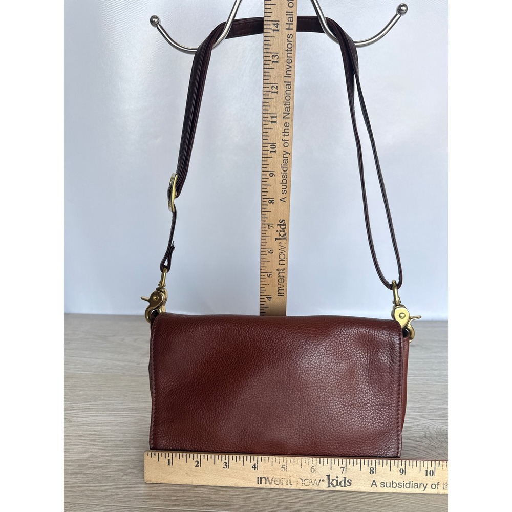 Libaire Classic East West Brown Petite Flap Card Organizer Purse Crossbody Bag - Picture 8 of 12